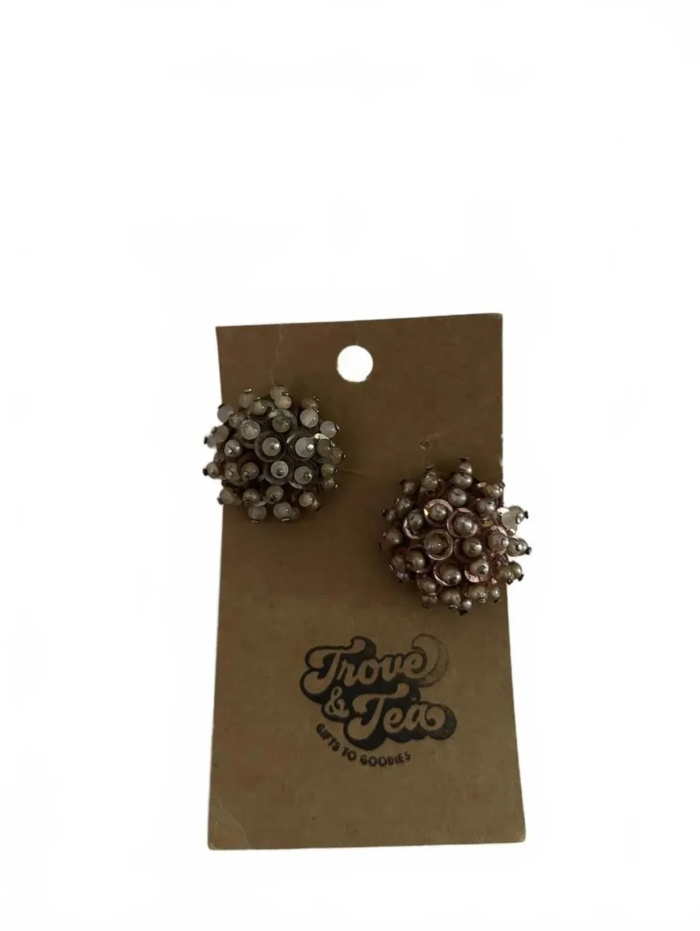 Vintage Cluster Pearl and Rhinestone Clip-On Earrings